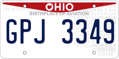 OH license plate GPJ3349