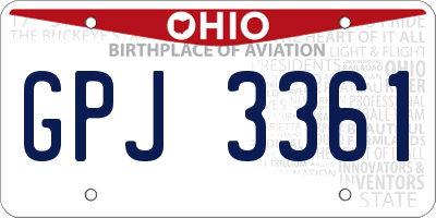 OH license plate GPJ3361