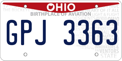 OH license plate GPJ3363