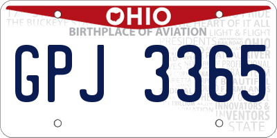 OH license plate GPJ3365