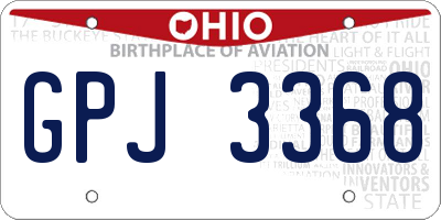 OH license plate GPJ3368