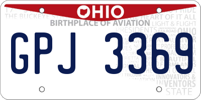 OH license plate GPJ3369