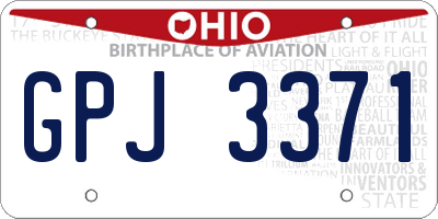 OH license plate GPJ3371