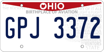 OH license plate GPJ3372