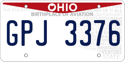 OH license plate GPJ3376