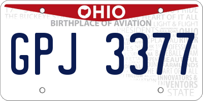 OH license plate GPJ3377