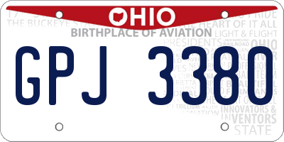 OH license plate GPJ3380