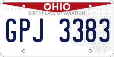 OH license plate GPJ3383