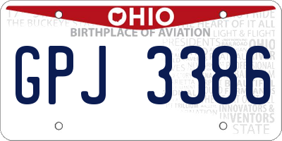 OH license plate GPJ3386