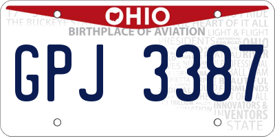 OH license plate GPJ3387