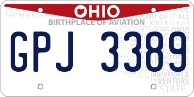 OH license plate GPJ3389