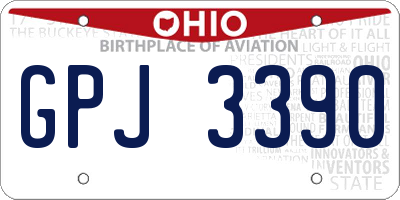 OH license plate GPJ3390