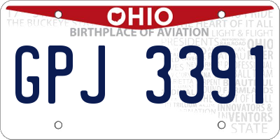 OH license plate GPJ3391