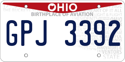 OH license plate GPJ3392