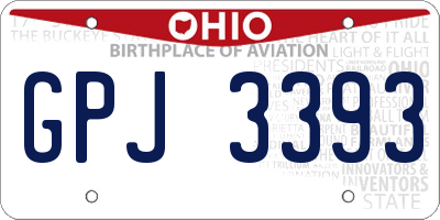 OH license plate GPJ3393