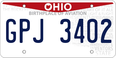 OH license plate GPJ3402