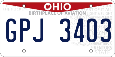 OH license plate GPJ3403