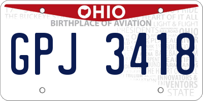 OH license plate GPJ3418