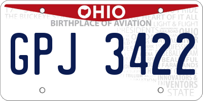 OH license plate GPJ3422