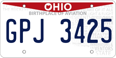 OH license plate GPJ3425