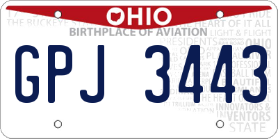 OH license plate GPJ3443