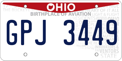 OH license plate GPJ3449
