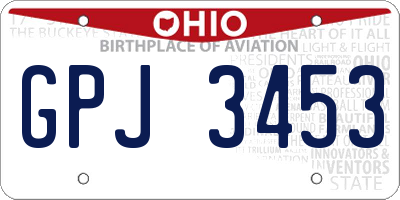 OH license plate GPJ3453