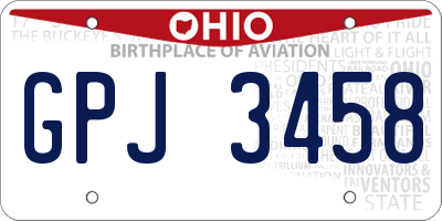 OH license plate GPJ3458