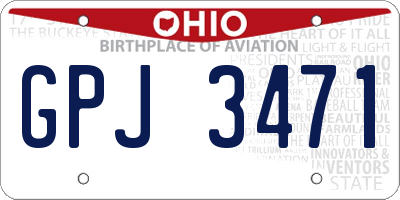 OH license plate GPJ3471