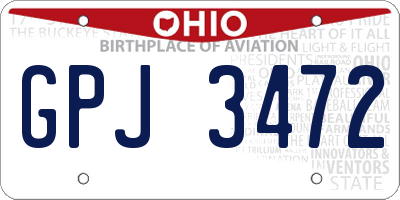 OH license plate GPJ3472
