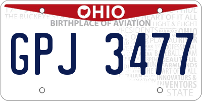 OH license plate GPJ3477