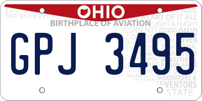 OH license plate GPJ3495