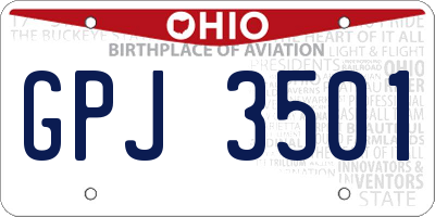 OH license plate GPJ3501