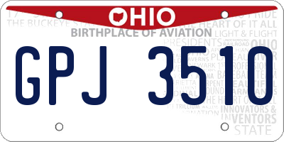 OH license plate GPJ3510