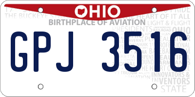 OH license plate GPJ3516