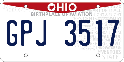 OH license plate GPJ3517