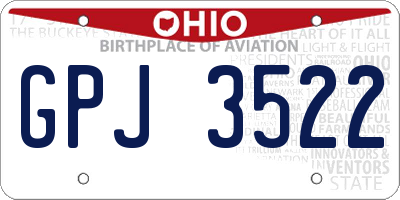 OH license plate GPJ3522