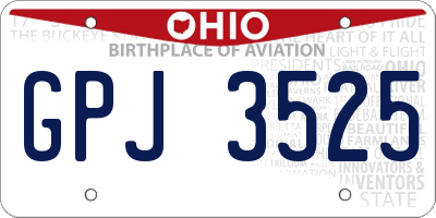 OH license plate GPJ3525