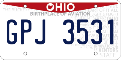 OH license plate GPJ3531