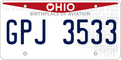 OH license plate GPJ3533