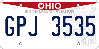 OH license plate GPJ3535