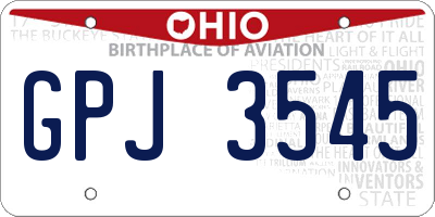 OH license plate GPJ3545