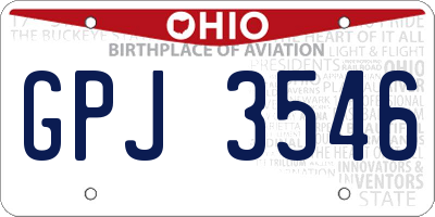 OH license plate GPJ3546