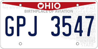 OH license plate GPJ3547