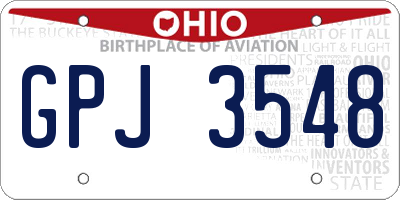 OH license plate GPJ3548