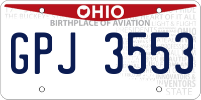 OH license plate GPJ3553