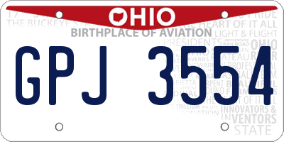 OH license plate GPJ3554