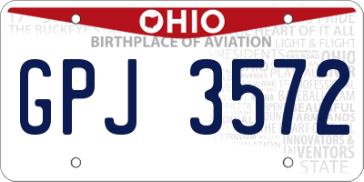 OH license plate GPJ3572