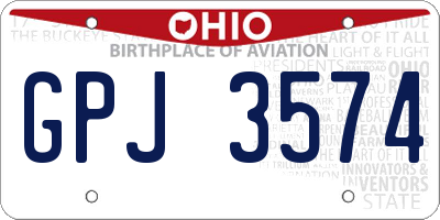 OH license plate GPJ3574