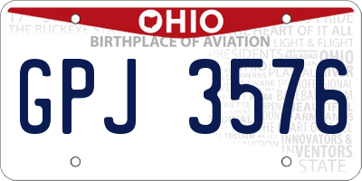 OH license plate GPJ3576